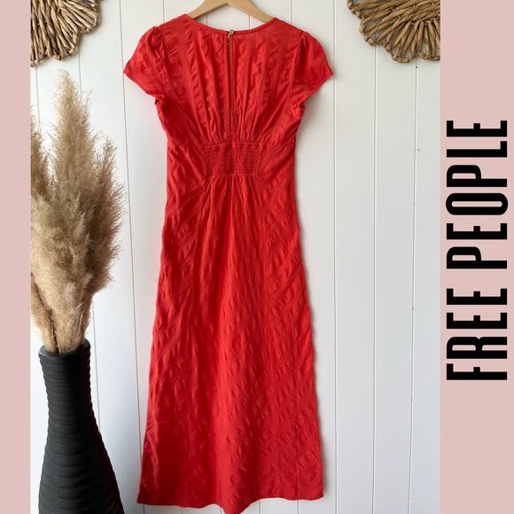 Free People midi dress cotton boho smocked back boho Medium - Picture 8 of 12